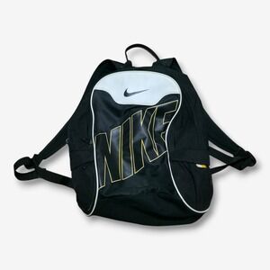 Nike Center Swoosh Backpack Black Yellow White School Work College Gym Book Bag